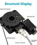 Heavy Duty 360 Indexing Plate And Electric Rotary Table Featuring Hella Smooth Worm Gear Drive For Quiet Shop Performance Plus Dead Nuts Accurate Milling And Routing structural display showing limit switch, reading display, and mounting hole.