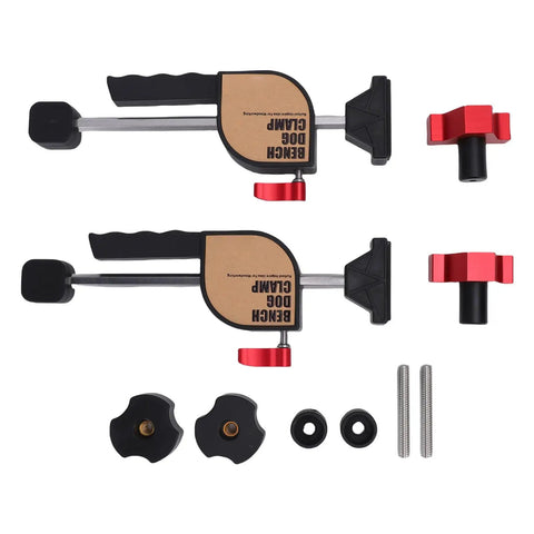 Two Pack Bench Dog Clamp Kit For 19mm Workbench Holes Designed For Woodworking Enthusiasts With Adjustable Clamp Rubber Pad And Knob