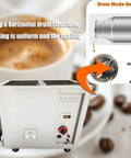 Heavy Duty Full Automatic Gas Coffee Roaster With Big 16.5 Lb Batch, featuring stainless build and drum heating for even roasting.