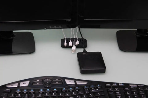 Must Have Weighted Desktop Cable Organizer That Keeps Cords Tidy All Day Heavy Duty Cord Holder Eco Friendly Silicone No Odor Black