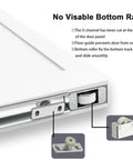 Straight Up Smooth Concealed Sliding Barn Door With Soft Close Hardware Kit Primed Interior Room Divider close-up of roller mechanism.