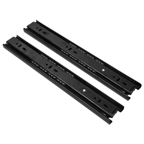 Pair of Beefed Up Heavy Duty Three Section Drawer Slides Black 12 Inch 100 Pound Load Capacity Smooth Glide For Home Office Use