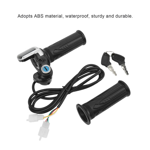 48V Twist Throttle With LED Display For Ebikes Scooters And Mini Bikes Long One Point Six Meter Cable Fits Seven Eighths Inch Handlebars Universal Electric Bike Throttle With Grip Lock Key Set Ideal For Commuter And Weekend Ride