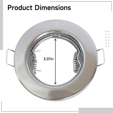 3.07 in chrome MR16 GU10 downlight fitting from the 6 Pcs Chrome MR16 GU10 Downlight Fitting Set, showing product dimensions.