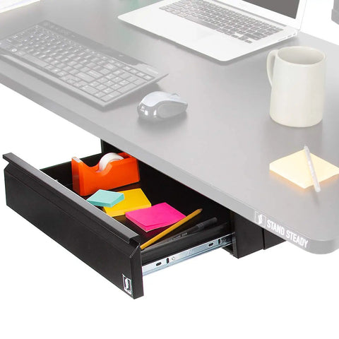 Solid Under Desk Drawer With Smooth Glide Tracks, No Fuss Pull Out Storage Bin, Quick Mount Workstation Rack, Super Clean Office Setup Organizer Black