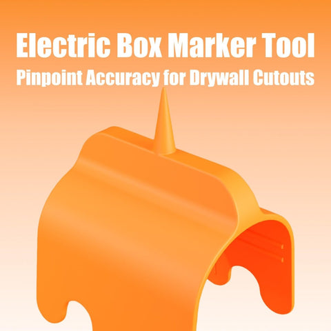 Orange Six Pack Drywall Outlet Marker Tool For Precise Electrical Box Locator On Sheetrock Installation, close-up with pin top