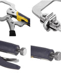 Six Pack 6 Inch Locking C Clamp Pliers Set Heavy Duty Pro Grade Welding Clamps With Adjustable Jaws Built To Last Regular Tip And Swivel Pad For Shop Home Farm Auto Workshop Woodworking Cabinetry And Repairs, close-up of locking jaw and screw