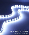 12V White LED Light Strip Kit for Cars Boats Motorcycles Golf Carts and Trucks Tailgate Ready 24 Inch Extendable to 48 Inch in use