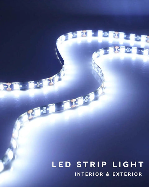 12V White LED Light Strip Kit for Cars Boats Motorcycles Golf Carts and Trucks Tailgate Ready 24 Inch Extendable to 48 Inch in use