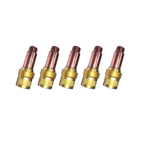 Five Pack Gas Lens Collet Bodies 45V28 Five Thirty Second Inch For TIG Welding Torch 17 18 26 Series Pro Grade Gold and Copper