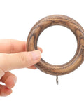 Wooden Curtain Rod Rings 2 Piece Set Durable Multipurpose Curtain Hanging Rings for Roman Poles With Smooth Glide Hooks closeup view