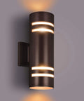 Dope Oil Bronze Outdoor Wall Light With Up Down Sconce For Porch And Garage Exterior, cylinder style, mounted on wall