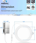 Diagram of 12 Pack 6 Inch Ultra Thin LED Recessed Lighting With Junction Box Canless Wafer Downlight dimensions