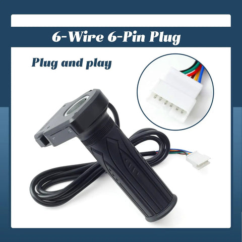 6-wire 6-pin plug for Throttle Grip Replacement 36V Ebike With LCD Voltage Display And Cruise Control Button