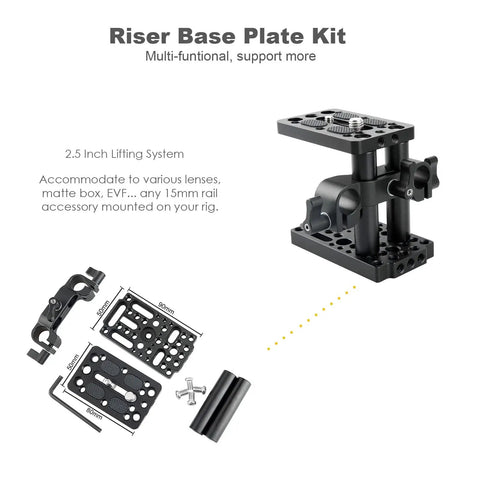 Riser base plate kit from No Hassle 15mm Shoulder Rig With Pad And Riser Base Plate For DSLR And Mirrorless Cameras, 60mm Rod Center