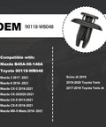 30-Piece Push Type Retainer Clip Set For Bumper Engine Cover And Fender Splash Shield Compatible With Mazda and Toyota OEM 90118-WB048