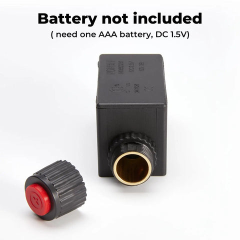 Electronic Igniter With Cable Replacement Part For Outdoor Pyramid Patio Heaters And Fire Pits Table CSA Certified, featuring battery socket and red button, AAA battery not included.