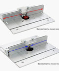 Pro Shop Quality Aluminum Router Table Insert Plate With Smooth Glide Lift Lever and Rock Solid Surface Mount Design for Heavy Duty Woodworking Trimming and Carving showing adjustable backrests.