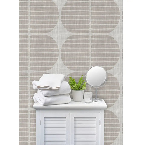 Super Sleek Geometric Stripe Vinyl Wallpaper Shows Off Subtle Leather Texture And Delivers Knockout Durability For Heavy Traffic Commercial Spots Or Wild Home Rebounds Featuring Type Ii Sturdiness And Custom Prints That Bring The Real Deal Vibes used in a bathroom setting with towels and a plant.