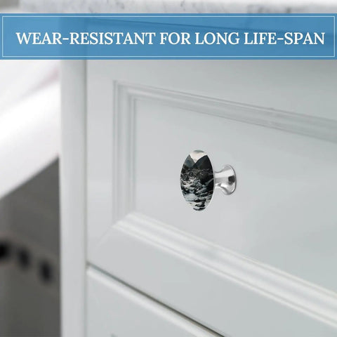 River And Gray Rocks Round 1.1 Inch Hole Center Cabinet Handles Drawer Pulls Solid Stainless Steel With Screws Included For Dresser Bathroom Kitchen Door on white cabinet
