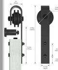 Diagram of 8 Ft Barn Door Hardware Kit No Fuss Easy Install Smooth Quiet Sliding Single Door Track with measurements