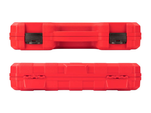 Red storage case for Pro Grade Three Eighths Inch Drive Deep Six Point Impact Socket Set, 37-Piece Pack with latches