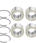 4Pcs Front Rear Wheel Bearings And Circlip Kit For Quick Garage Swaps featuring four metal bearings and circlips for durability.