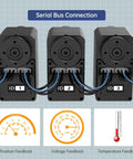 Six Pack 30Kg High Torque Serial Bus Servo Motors 12V With 360 Degree Continuous Rotation Programmable Magnetic Encoder