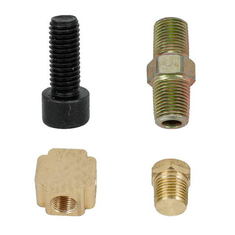 Components for Turbo Oil Drain Line Kit For T3 T4 T04E T60 T61 T70 Turbos, includes bolts and adapters, stainless steel