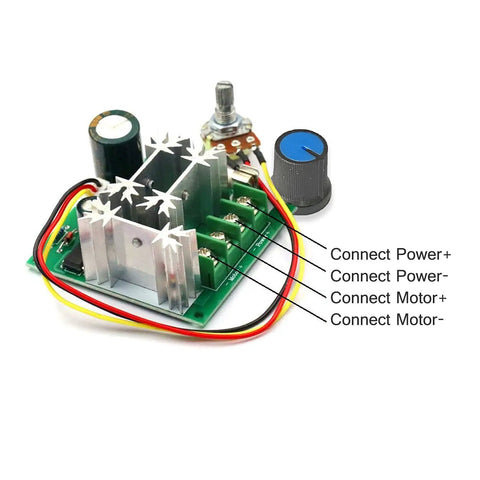 Two Pack DC Motor Speed Controller 6V To 90V PWM 15A with Knob PLC compatible wiring connections guide