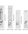 Real Deal Heavy Duty Invisible Door Hinges Rotating 360 Degrees Smooth And Silent For Bookcases Concealed Pivot Hardware shown in stainless steel, dimensions detailed.