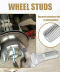 5 Pack Steel Wheel Studs And Lug Bolts, 49mm Long M12x1.5 Replacement being installed on wheel hub