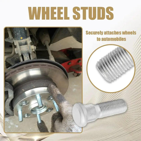 5 Pack Steel Wheel Studs And Lug Bolts, 49mm Long M12x1.5 Replacement being installed on wheel hub