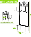 Built Tough Heavy Duty Garden Hose Holder With Four Stabilizing Spikes Freestanding Metal Hose Stand dimensions and hooks