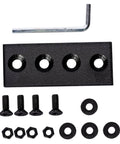 Solid Barn Door Track Repair Mending Plates Set Easy Install Track Bracket Connectors for Seamless Barn Door Rails Heavy Duty Carbon Steel Construction Repair Plates, includes black plate, screws, nuts, washers, and hex key