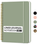 Premium Spiral Notebook And College Ruled Journal Featuring Slick Water Resistant Cover Real Smooth Writing Paper Twin Wire Binding That Lay Completely Flat For Hassle Free Studying And Work, green lined journal with 140 pages.