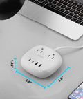 65W USB Power Strip With Surge Protection, Compact Travel Hub With Dual USB Ports And USB C, 2 Grounded USA Outlets on desk