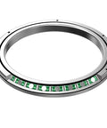 Single Cross Roller RA7008 Slewing Bearing Precision Rings showing smooth metallic finish and green roller tracks for robot arm and rotary table.