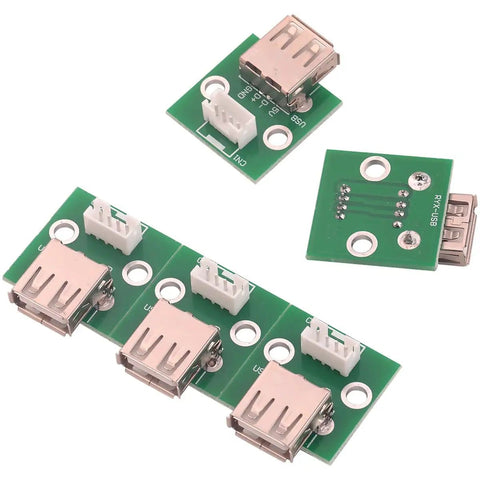 USB 2.0 Female To PH 2.0 Pitch Terminal Adapter Board 5 Pack For PCB Conversion And Data Cable Testing Prototyping Kit on white background