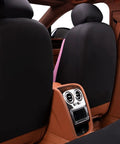 Rear view of car interior with Pink Lace Butterfly Car Seat Cover Set For Universal Fit, Easy Install No Dismantling Required, Airbag Compatible