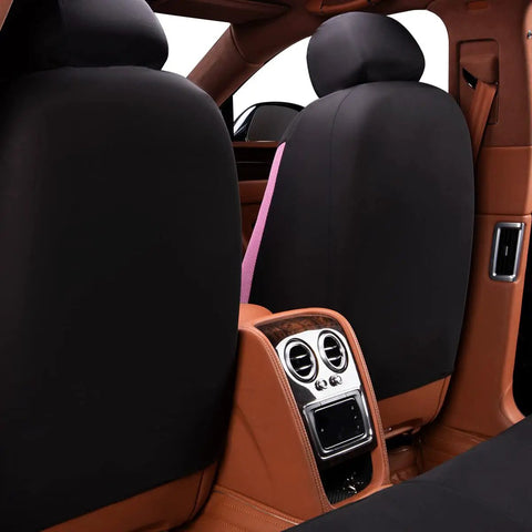 Rear view of car interior with Pink Lace Butterfly Car Seat Cover Set For Universal Fit, Easy Install No Dismantling Required, Airbag Compatible