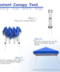 Pop Up Canopy Tent 10x10 Ft With Slant Leg Frame, No Hassle Setup Gazebo Shelter For Patio Deck Garden And Beach, Blue, setup process
