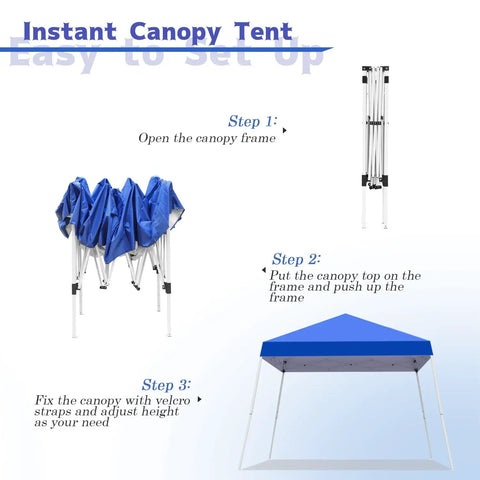 Pop Up Canopy Tent 10x10 Ft With Slant Leg Frame, No Hassle Setup Gazebo Shelter For Patio Deck Garden And Beach, Blue, setup process