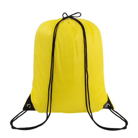 Yellow bag from 10 Color Drawstring Backpack For Gym And Travel, Lightweight Yet Durable Polyester Sack Pack With Reinforced PU Corners