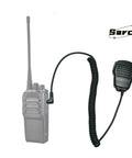 Remote Shoulder Speaker Microphone With Reinforced Cable For Yaesu FT And VX Series Walkie Talkies beside a radio.