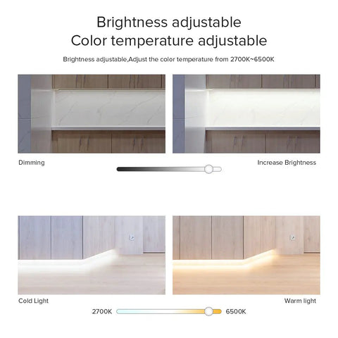 C02Z Tuya Zigbee 3.0 LED Controller for adjusting brightness and color temperature from 2700K to 6500K in various light settings.