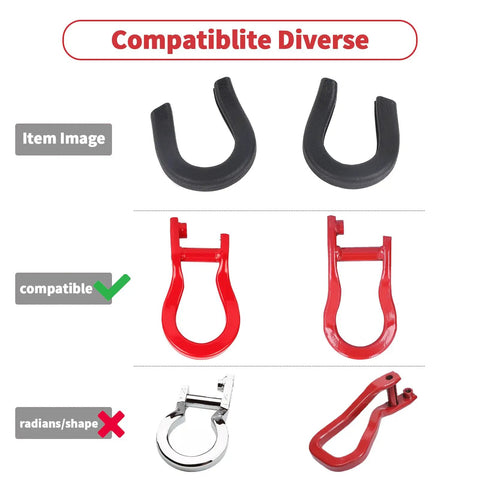Black rubber tow hook cover for Chevy Silverado 1500 2019-2026 and Suburban Tahoe Z71 2021-2025 showing compatibility chart.