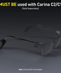 Top Tier Magnetic Charging Case And Heavy Duty Battery Module For Carina C2 Smart Glasses displayed on a dark background.