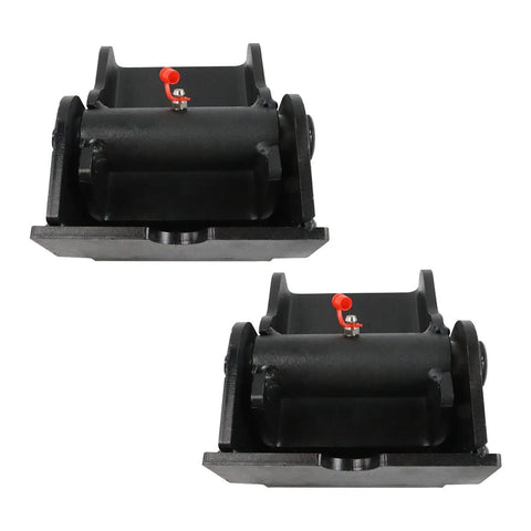 Heavy Duty Greasable Weld On Solid Steel Dump Trailer Hinges Pair with red grease fitting, robust design for maximum payload.