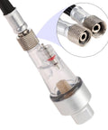 Inline Airbrush Filter With Five Micron Water Moisture Trap And Oil Separator With One Eighth Inch Threads, silver connector